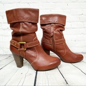 Fossil - mid calf slouchy heel boots with buckle